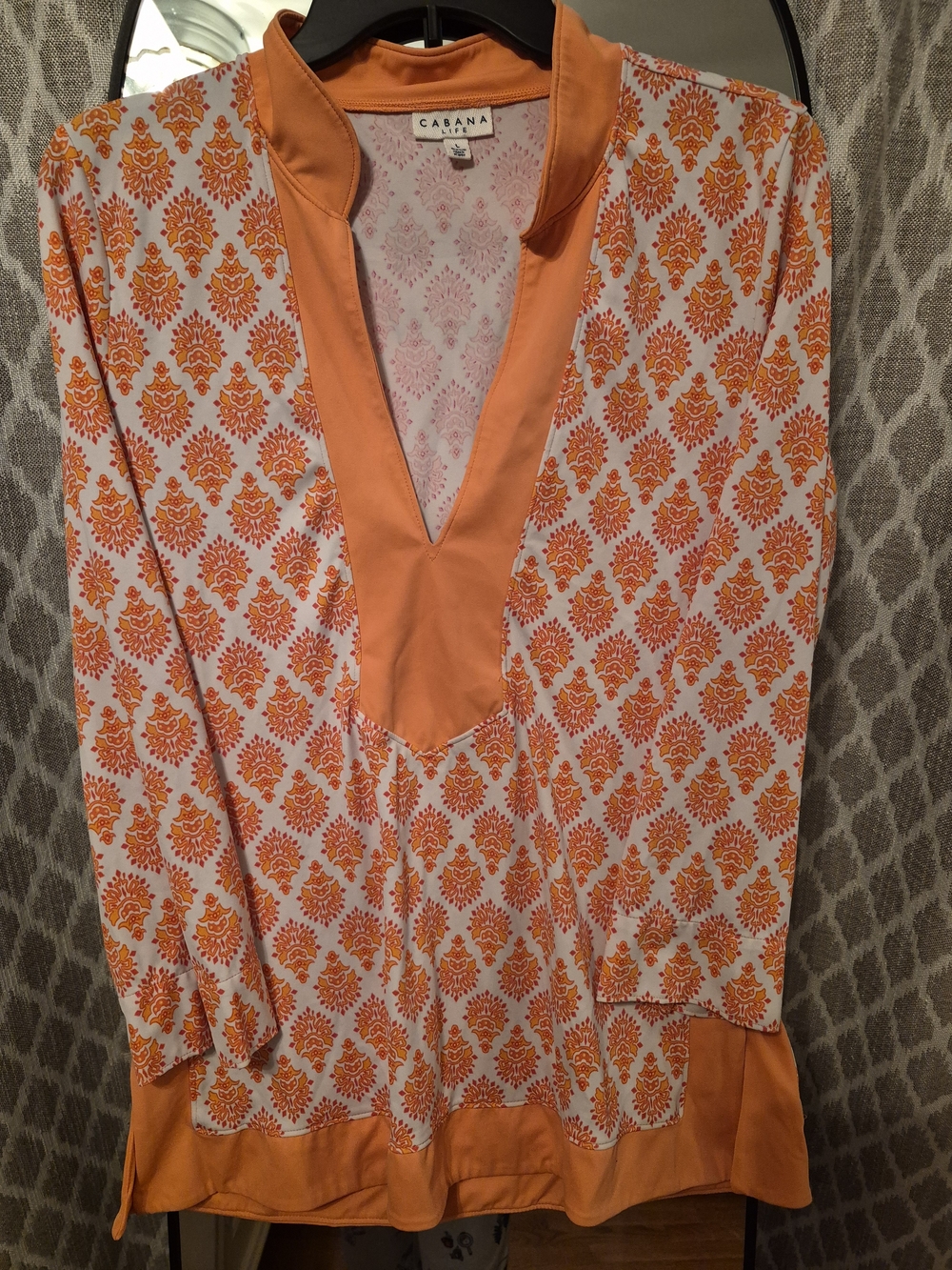 Cabana Life Orange & White V-Neck Tunic